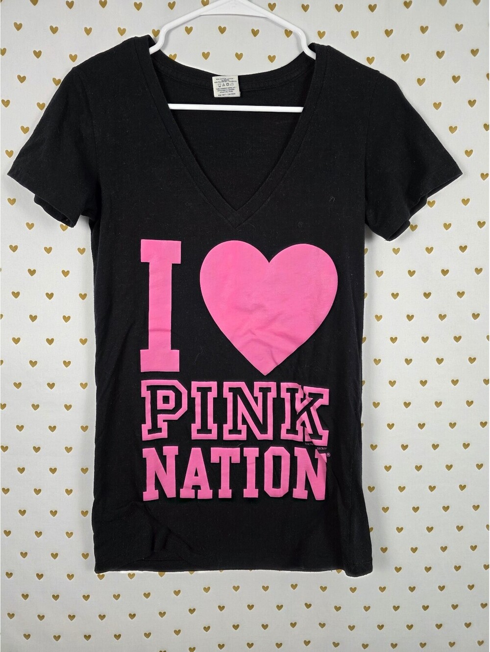 Victorias Secret PINK LOVE NATION Vintage Tee shirt black SMALL